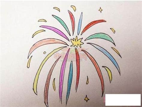 七八岁儿童简笔画优秀作品 简单烟花的画法图解教程💛巧艺网