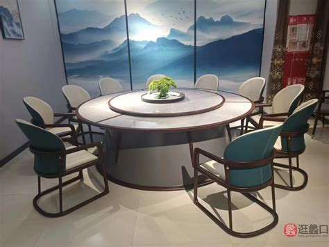 新中式酒店大餐桌高端定制，2020年最新款电动餐桌款式2_儒匠家具