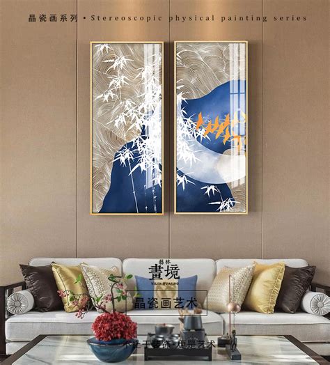 新中式客厅装饰画现代三联沙发背景墙面挂画茶室中国风餐厅壁画-手绘速写-2021美间（软装设计采购助手）