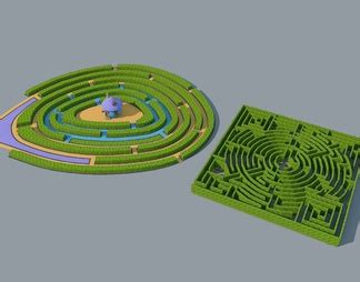 【迷宫3D模型】_黄绿现代迷宫3d模型下载_ID409819_免费3Dmax模型库 - 青模3d模型网