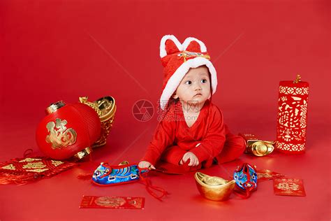 可爱婴儿新年虎年春节装扮高清图片下载-正版图片501806411-摄图网