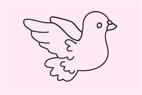一根紫色丝带连接着的两只鸽子的简单画法-露西学画画