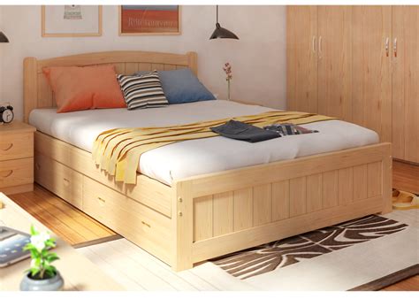 实木床无床头现代简约1.2米1.35单人床1.5橡木床榻榻米床定制床架_虎窝淘