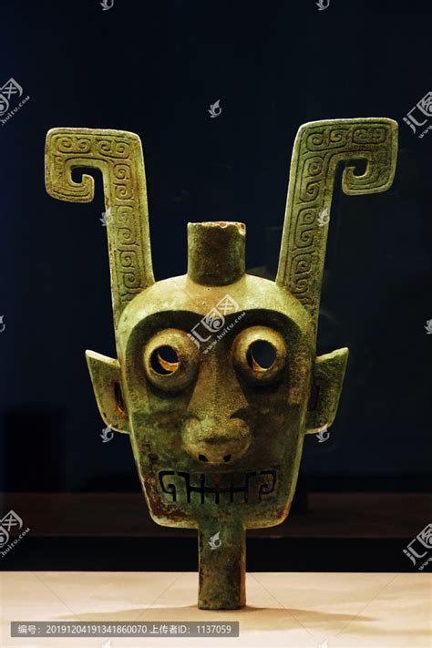 商代双面神人青铜头像,文物考古,文化艺术,摄影素材,汇图网www.huitu.com