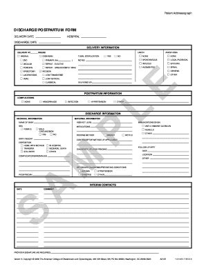 DISCHARGE/POSTPARTUM FORM - Fill and Sign Printable Template Online
