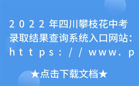 2022年四川攀枝花中考录取结果查询系统入口网站：https://www.pzhzb.cn/