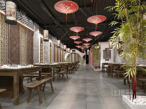 新中式餐馆饭店3d模型下载_模型ID:61059-让提网