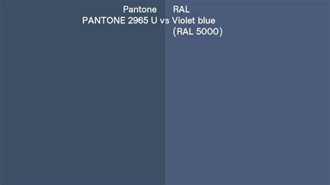 Pantone 2965 U vs RAL Violet blue (RAL 5000) side by side comparison