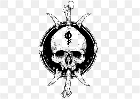 恐怖的骷髅头骨logo设计透明PNG素材