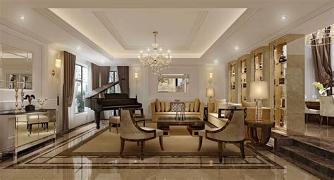 奢华精致欧式风格白色客厅吊顶装修设计-房天下装修效果图