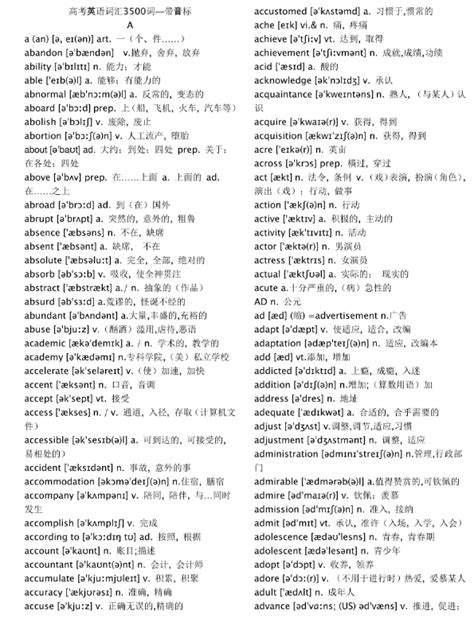 高中英语3500词汇表电子版~复习版（含音标）（可下载） - 知乎