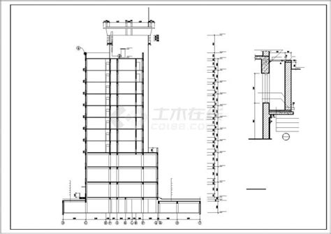 临街1万平米12层框架结构商住楼建筑设计CAD图纸（1-3层商用/含机房层）_住宅小区_土木在线