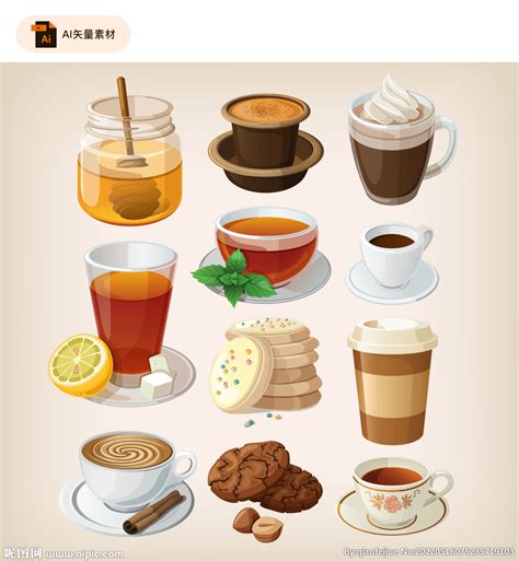 茶杯茶点矢量图设计图__卡通设计_广告设计_设计图库_昵图网nipic.com