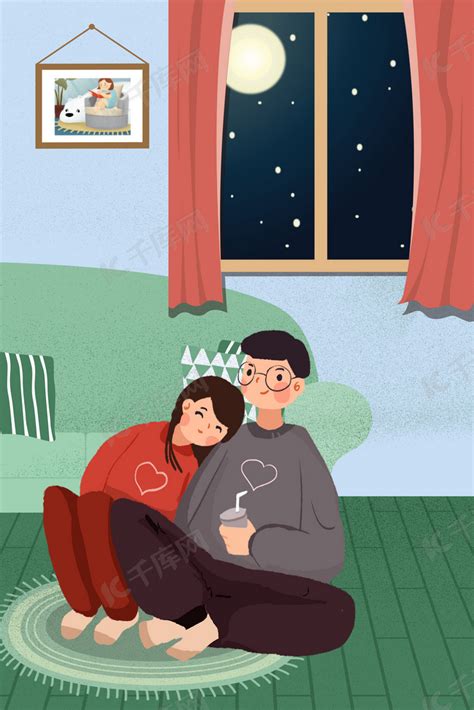 十一月你好情侣在家取暖手绘创意海报展板背景图片免费下载-千库网