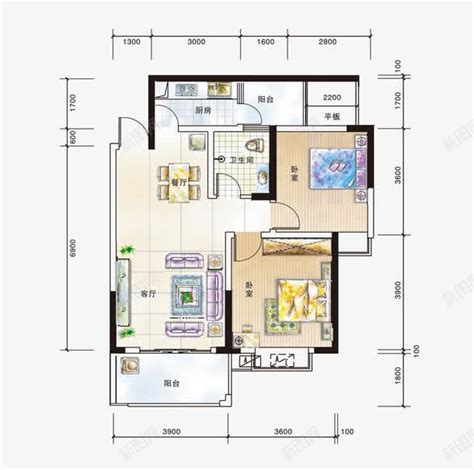 2018两居室户型平面图-房天下装修效果图