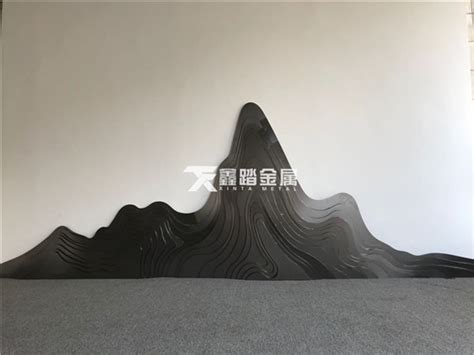 新中式创意山水山峦金色麋鹿定制背景墙效果图-【包图网】
