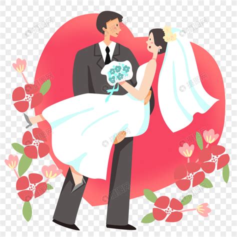 手绘创意卡通人物结婚的夫妻图片免费下载_PNG素材_编号z09ij3jyl_图精灵
