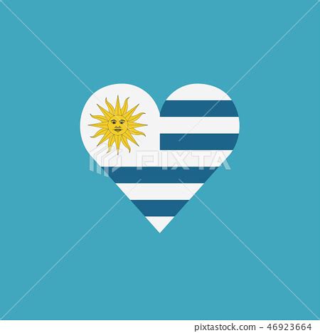 Uruguay flag icon in a heart shape in flat design - Stock Illustration ...