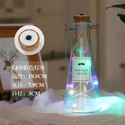 新款创意LED瓶塞灯串玻璃瓶工艺品500ml装饰红酒瓶铁塔发光许愿瓶 ...