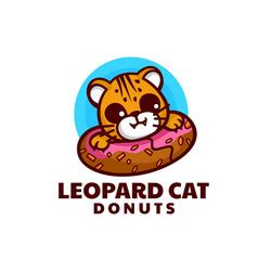 Cute cat with doughnut flat cartoon style Vector Image