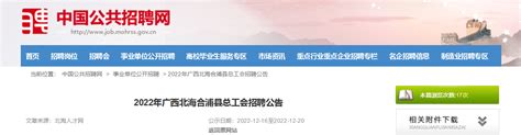 2022年广西北海合浦县总工会招聘公告（报名时间12月16日至20日）