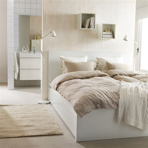 IKEA宜家代购 马尔姆 床架带抽屉 白色 双人床婚床储物床带抽屉_乌托家