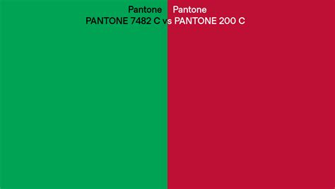 Pantone 7482 C vs PANTONE 200 C side by side comparison