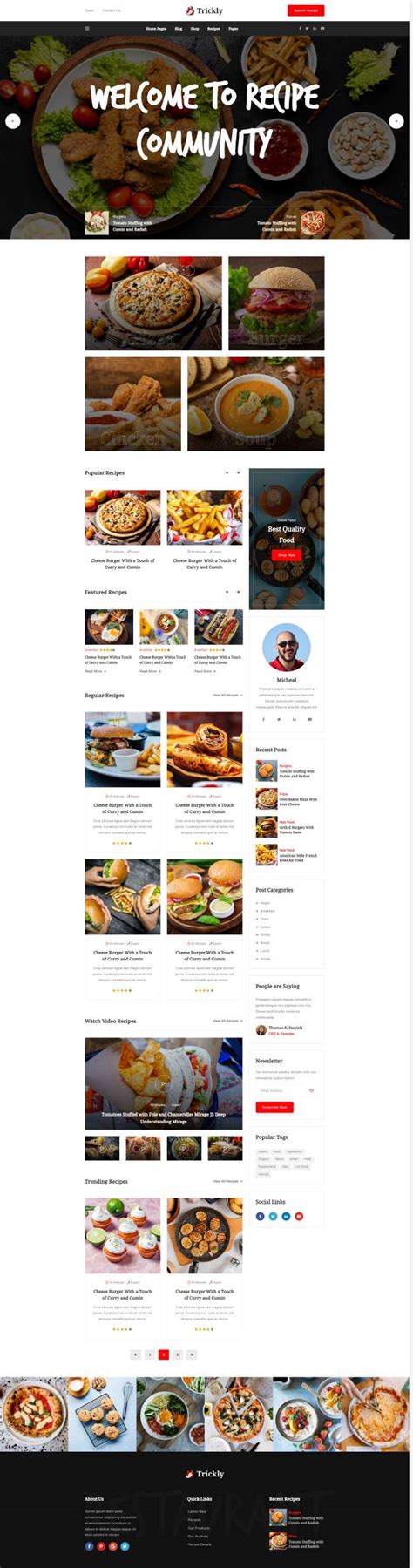 外卖网页制作源码，优质美食推荐网站模板-17素材网