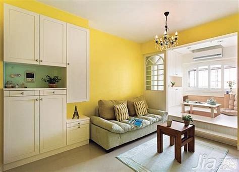 美式乡村风格一居室黄色60平米客厅地台沙发图片 - 维客网装修 ...