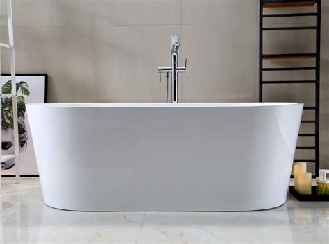 亚克力浴缸独立式白色落地成人卫生间椭圆家用酒店小浴缸小户型-阿里巴巴