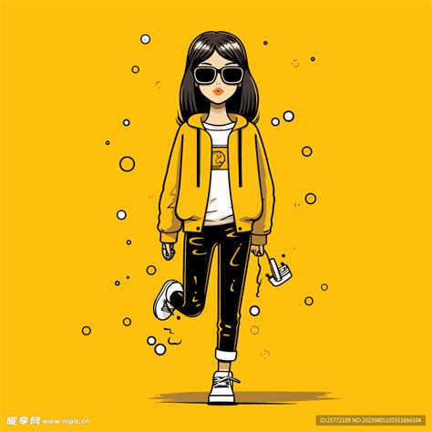 黄色系漫画人物图片