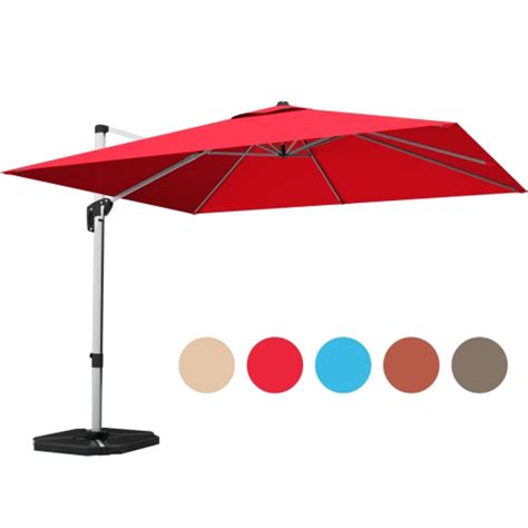 Gymax 10Ft Square Offset Hanging Patio Umbrella w/ Base 360 Degree Tilt ...