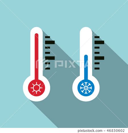 Cold and Hot Temperature Icons. Thermometer - Stock Illustration ...