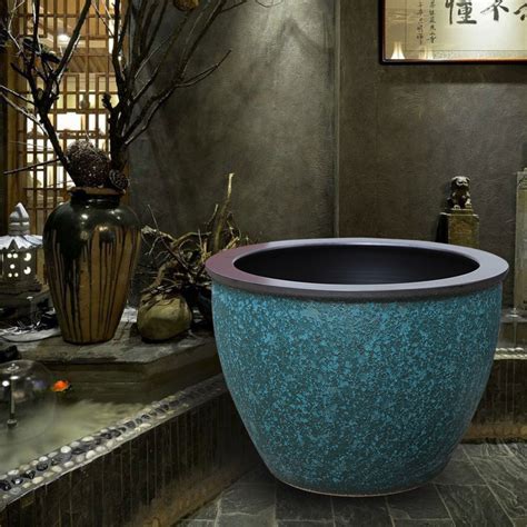 景德镇陶瓷金鱼缸雕刻荷花水缸创意鱼缸-雅道陶瓷网