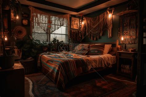 波西米亚风格的卧室高清图片下载-正版图片600128121-摄图网