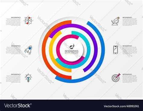 Infographic design template pie chart with 6 steps