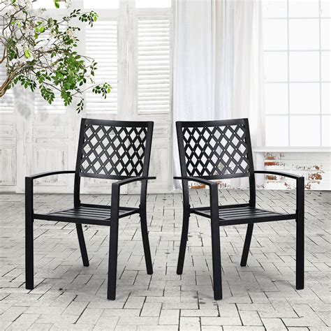 MF Studio Wrought Iron Outdoor Patio Bistro Chairs with Armrest for ...