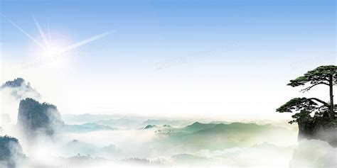 宏伟的黄山景色广告背景背景图片素材免费下载_熊猫办公