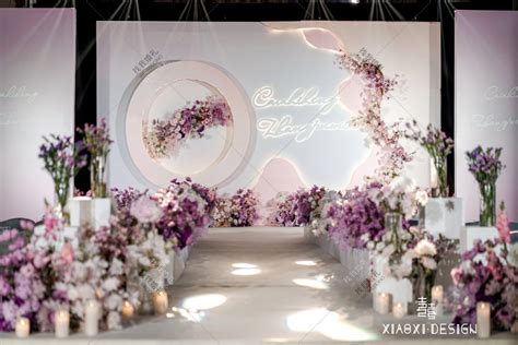 有质感的粉紫色系婚礼白色主题室内主题现场布置图片_效果图_策划价格-找我婚礼