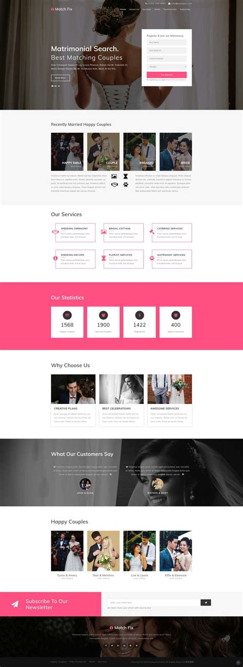 婚礼策划网站模板，响应式HTML模板-17素材网