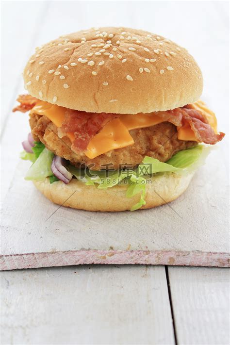 鸡肉汉堡高清摄影大图-千库网