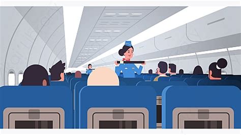 图片素材-客机乘客座位行飞机内部矢量插图场景-1-源库素材网
