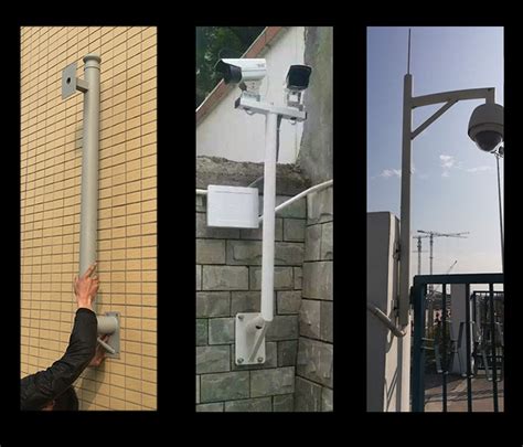 监控立杆L型监控侧装监控支架立杆吸墙围墙支架挑臂支架摄像立柱-阿里巴巴