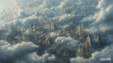 #站酷梦笔#浮空城 在云层上 ，错综复杂，优雅的，高_liupai33-站酷ZCOOL