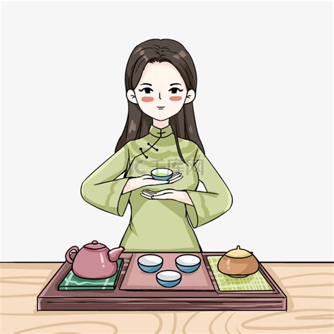 复古风头像茶艺师女生