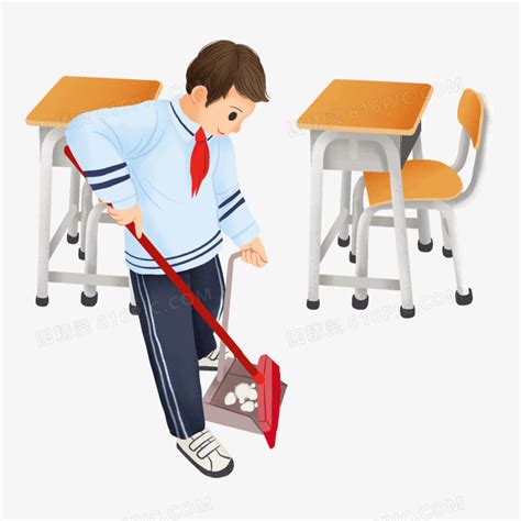 卡通手绘小朋友在教室大扫除免抠元素图片免费下载_PNG素材_编号1l0iken6r_图精灵