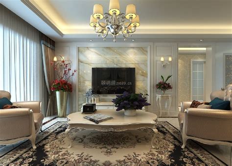 重庆中海润山府欧式风格119平米设计方案 欧式客厅装潢设计效果图_装信通网
