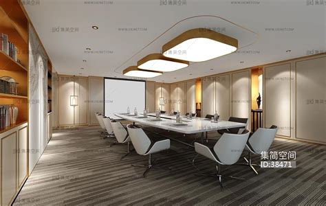 H09-0506现代办公会议室会议桌椅3d模型下载-【集简空间】「每日更新」