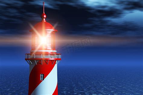 黑暗中的灯塔天空建筑学沙丘港口海洋红色海岸海岸线条纹建筑高清图片下载-正版图片321533366-摄图网