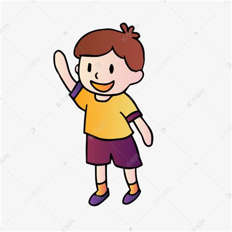 儿童节人物招手的短袖男孩素材图片免费下载-千库网